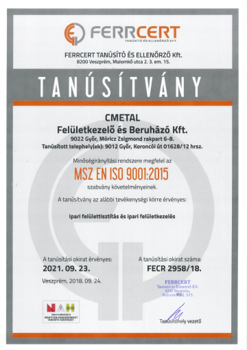 MSZ EN ISO 9001-2015